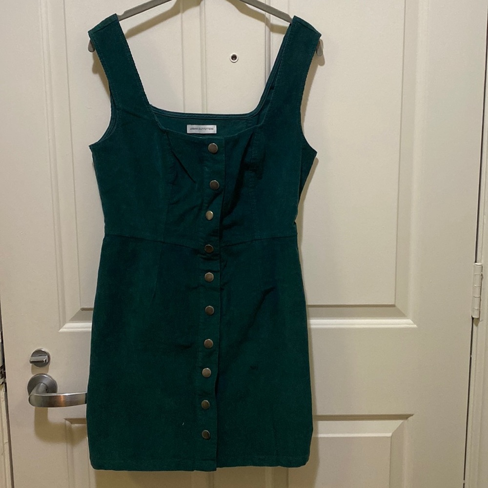 Urban Outfitters Forest Green Mini Dress with Front Buttons